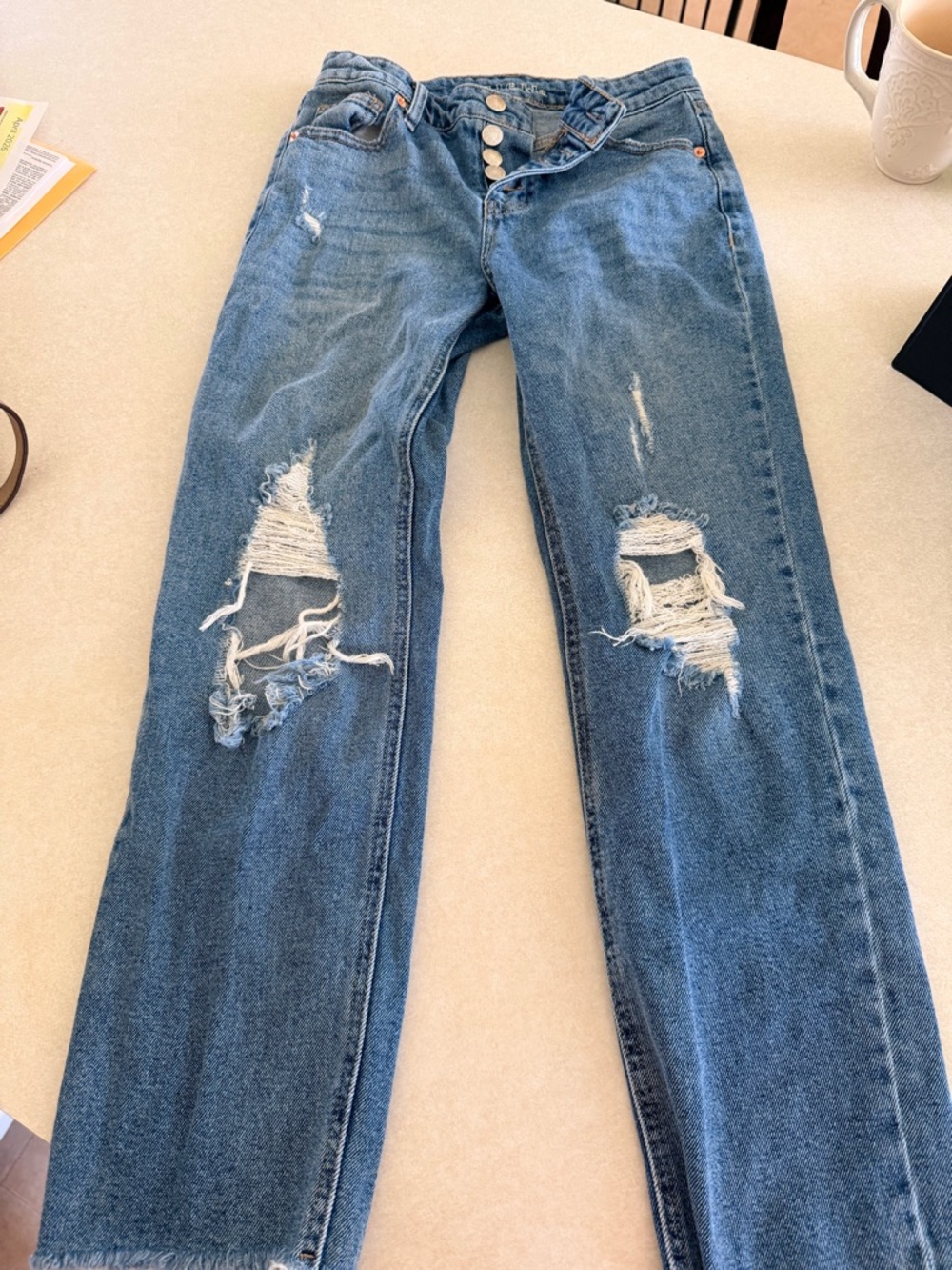 wild fable Distressed Straight-Leg Blue Jeans